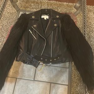 Michael Kors, leather and faux fur jacket